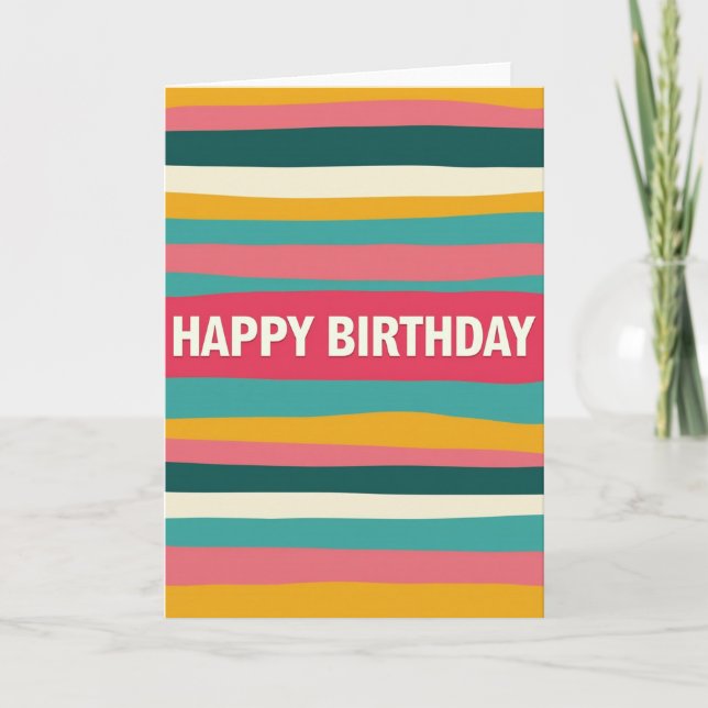 Tarjeta de cumpleaños caprichosa ondulada (Anverso)