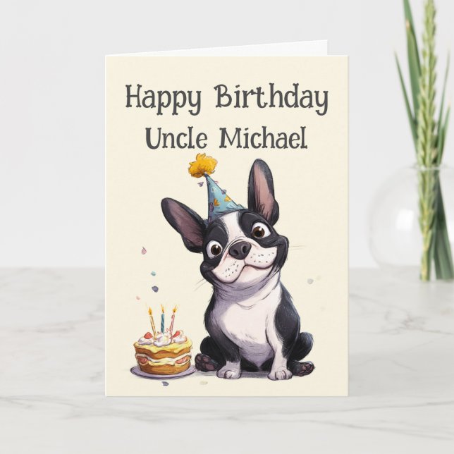 Tarjeta de cumpleaños caprichosa para un Bulldog F (Anverso)