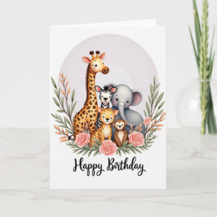 Tarjeta de cumpleaños caprichosos animales dulces