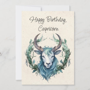 Tarjeta de cumpleaños Capricorn Goat Zodiac Waterc