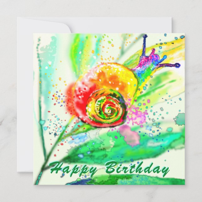 Tarjeta de cumpleaños Caracol arco iris - Pintura (Anverso)