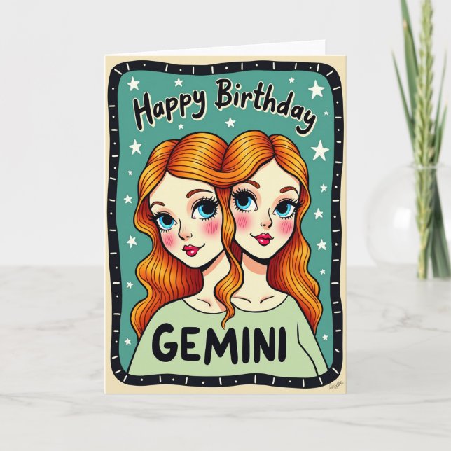 Tarjeta de cumpleaños Caras Caprichosas (Anverso)