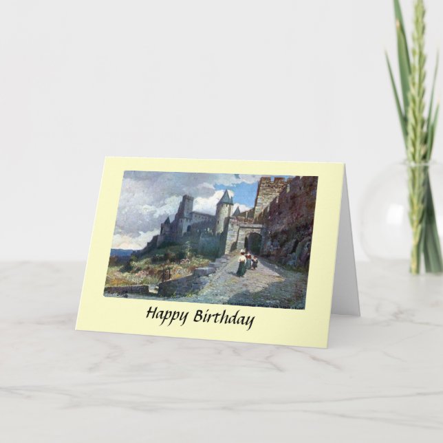 Tarjeta de cumpleaños - Carcassonne. Aude, Francia (Anverso)