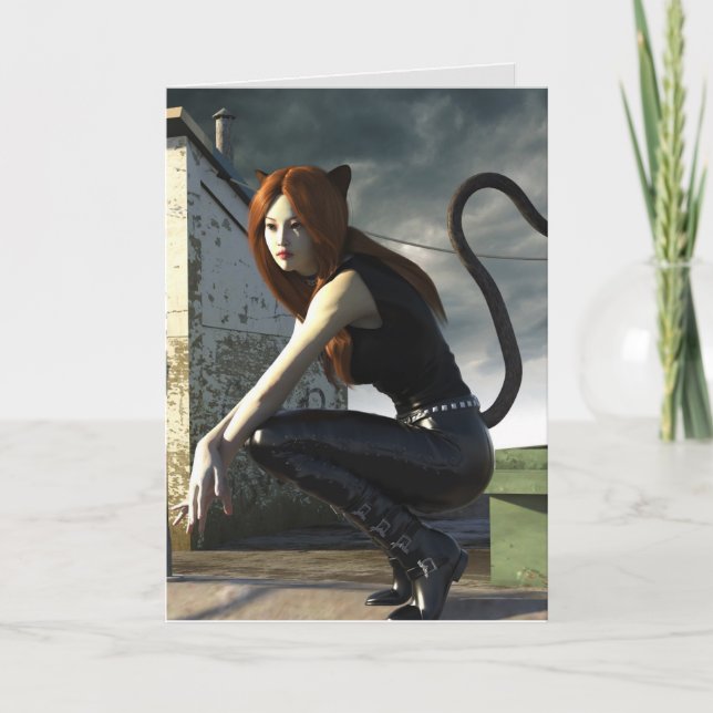 TARJETA DE CUMPLEAÑOS CAT LADY (Anverso)