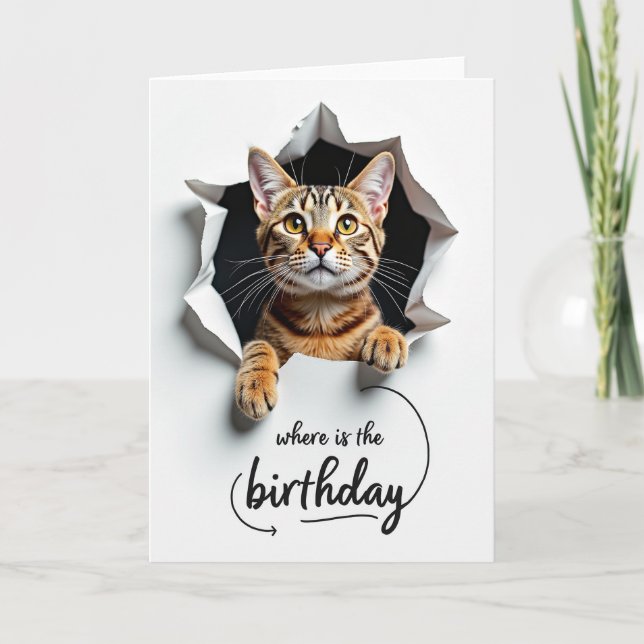 Tarjeta de cumpleaños Cat Star Peek (Anverso)