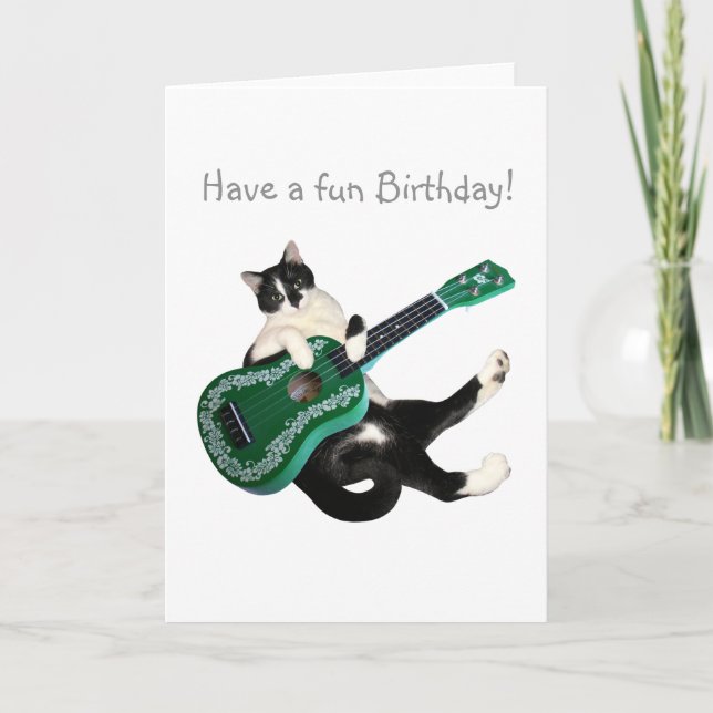 Tarjeta de cumpleaños Cat Ukulele (Anverso)