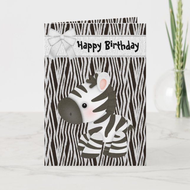 Tarjeta de cumpleaños Cebra y Pastel (interior) (Anverso)