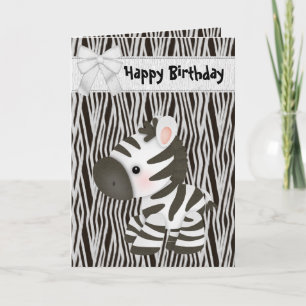 Tarjeta de cumpleaños Cebra y Pastel (interior)