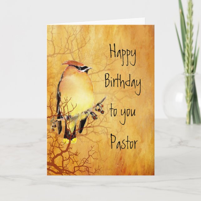 Tarjeta de cumpleaños Cedar Waxwing Watercolor Pas (Anverso)