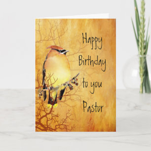 Tarjeta de cumpleaños Cedar Waxwing Watercolor Pas