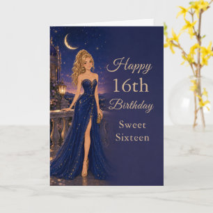 Tarjeta de cumpleaños Celeste Azul Sweet Sixteen