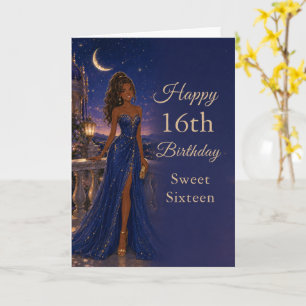 Tarjeta de cumpleaños Celeste Azul Sweet Sixteen