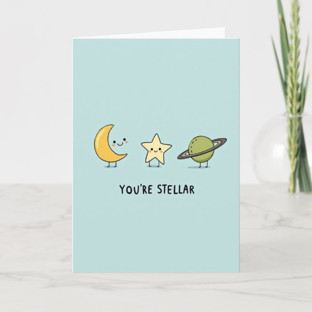 Tarjeta de cumpleaños celestial caprichosa (Anverso)