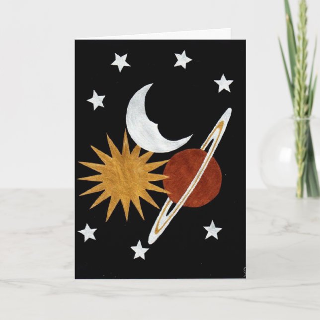 Tarjeta de cumpleaños celestial del oro (Anverso)
