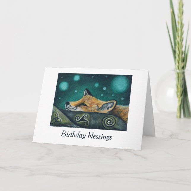 Tarjeta de cumpleaños Celtic Fox (Anverso)