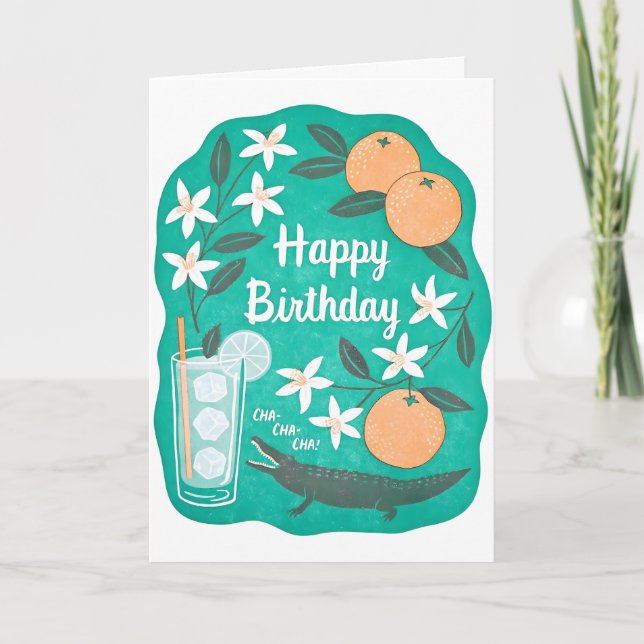 Tarjeta de Cumpleaños Cha Cha con Letterpress (Anverso)