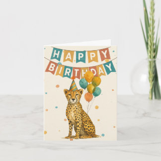 Tarjeta de cumpleaños Cheetah - Diseño de un Fiest