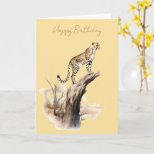 Tarjeta de cumpleaños Cheetah subido a un árbol #1