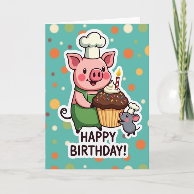 Tarjeta de Cumpleaños Chef Cerdo (Anverso)