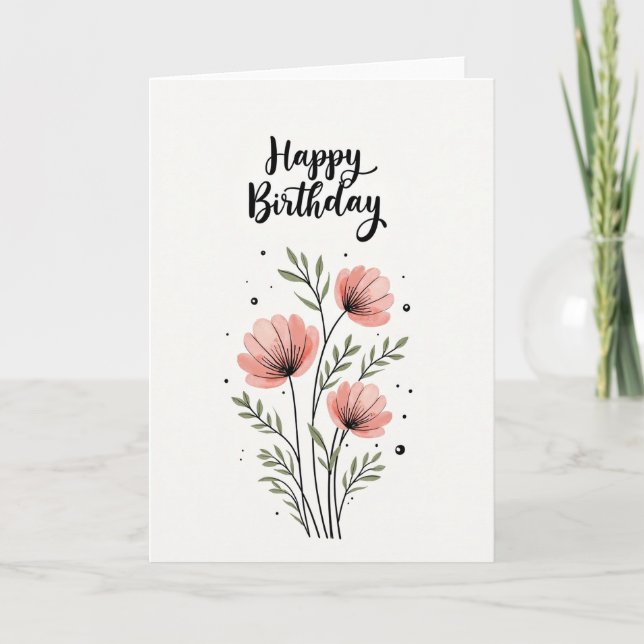 Tarjeta de Cumpleaños Chevron Blossom Grace (Anverso)