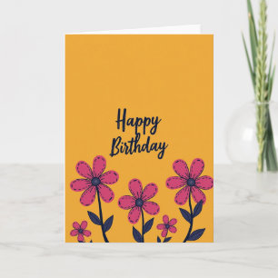 Tarjeta de cumpleaños Chevron Flower