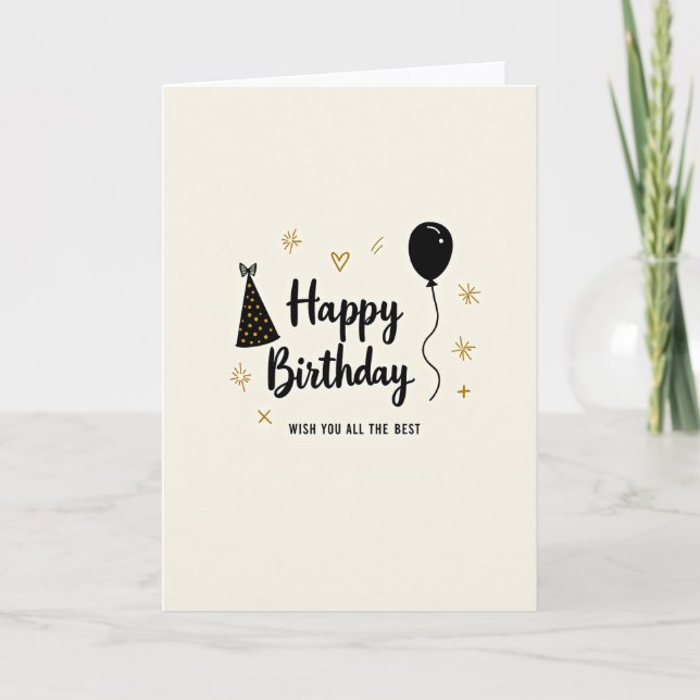 Tarjeta de cumpleaños Chic Gold Dot (Anverso)