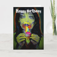 Tarjeta de cumpleaños "Chica de cumpleaños zombi"