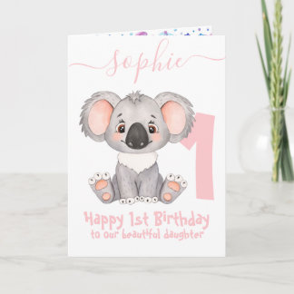 tarjeta de cumpleaños chica de koala linda