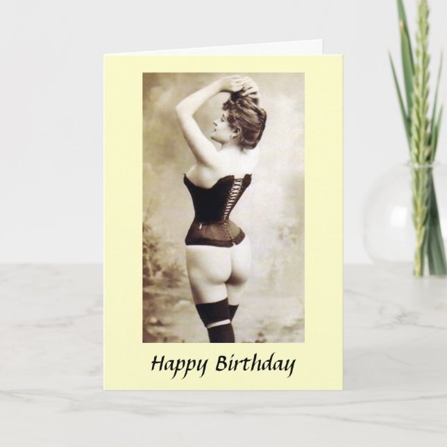 Tarjeta de cumpleaños - Chica en Corsets (Anverso)