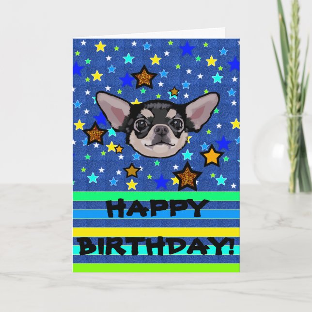 Tarjeta de cumpleaños Chihuahua personalizada (Anverso)