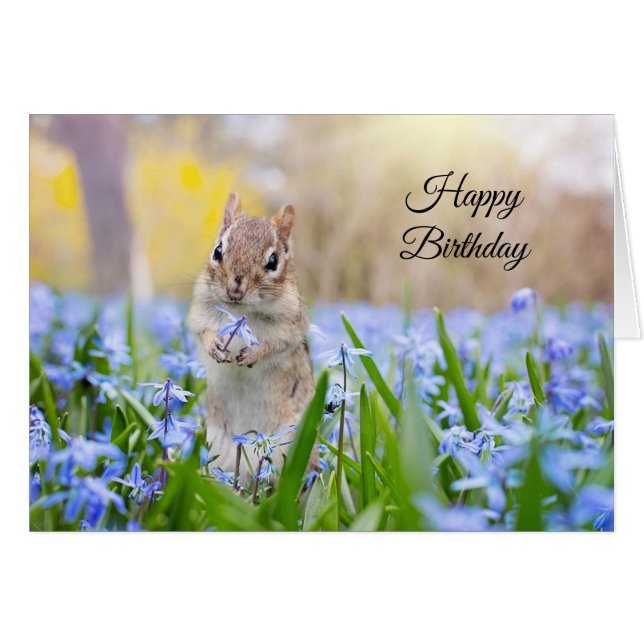 Tarjeta de cumpleaños Chipmunk (Anverso (Horizontal))