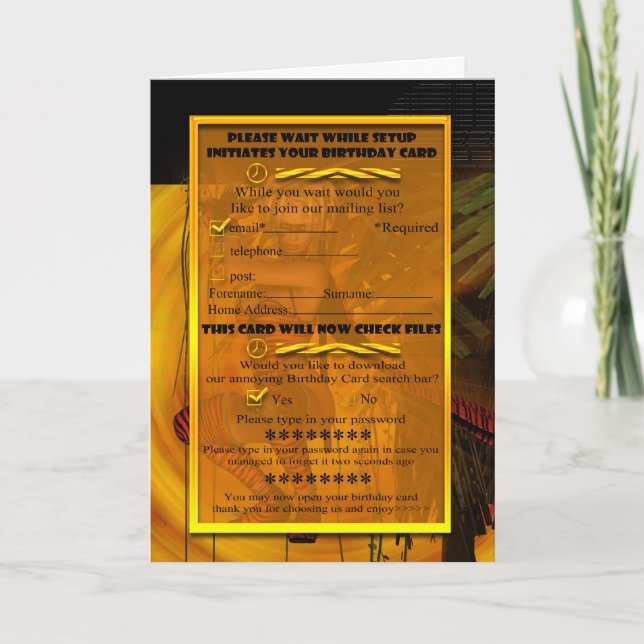 Tarjeta de cumpleaños chistosa del ordenador (Anverso)