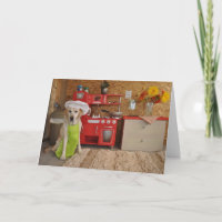 Tarjeta de cumpleaños chistosa, perro vestido como