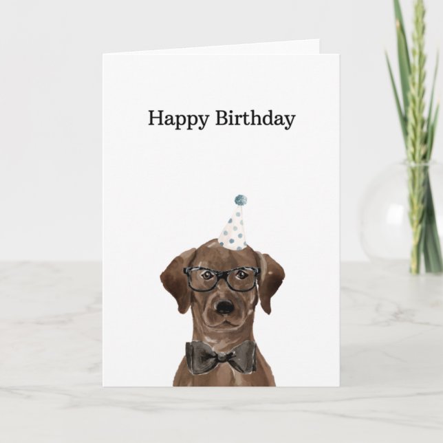 Tarjeta de cumpleaños, chocolate labrador (Anverso)