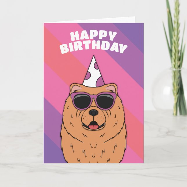 Tarjeta de cumpleaños Chow Chow Dog (Anverso)