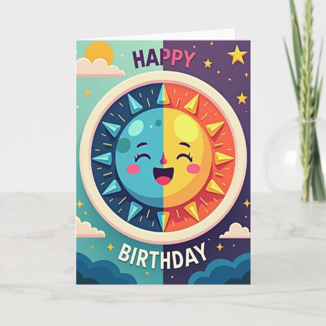 Tarjeta de cumpleaños cielo sol dulce (Anverso)
