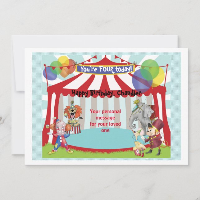 Tarjeta de cumpleaños Circus (Anverso)