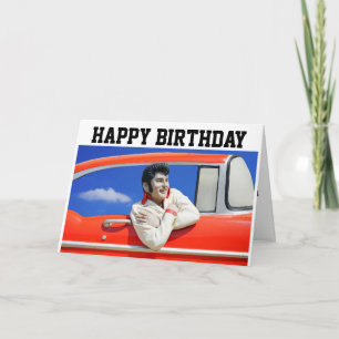 TARJETA DE CUMPLEAÑOS CLÁSICA DE COCHE DE ROCKER D