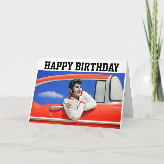 TARJETA DE CUMPLEAÑOS CLÁSICA DE COCHE DE ROCKER D (Anverso)