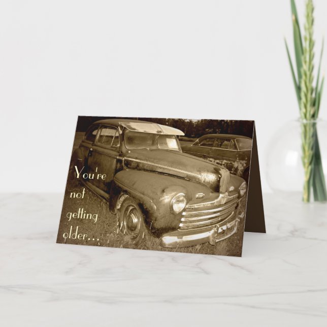 Tarjeta de cumpleaños clásica del coche (Anverso)