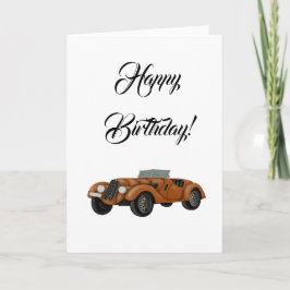 Tarjeta de cumpleaños clásica del coche