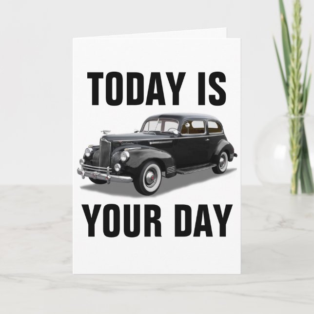 TARJETA DE CUMPLEAÑOS CLÁSICA PARA AUTOS DE PAQUET (Anverso)