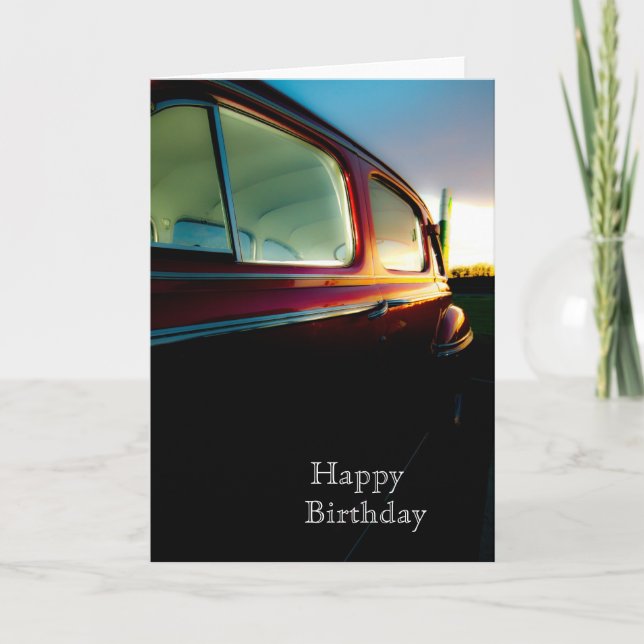 Tarjeta de cumpleaños Classic American Car Happy (Anverso)