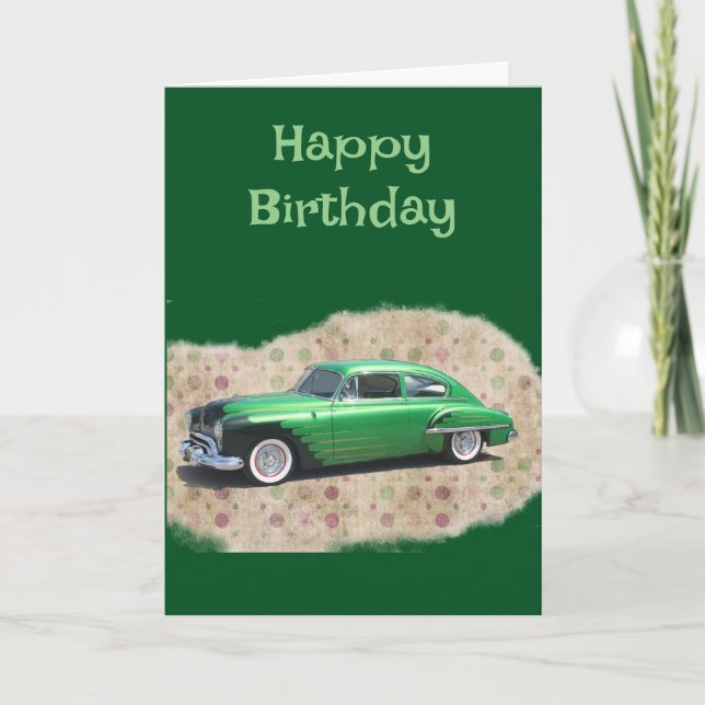 Tarjeta de cumpleaños Classic Car Hot Rod para chi (Anverso)