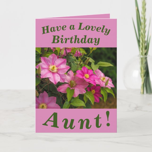 Tarjeta de cumpleaños Clematis Flowers para tía (Anverso)