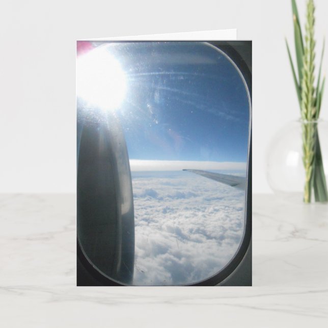 Tarjeta de cumpleaños "Cloudy Sky Airplane" (Anverso)