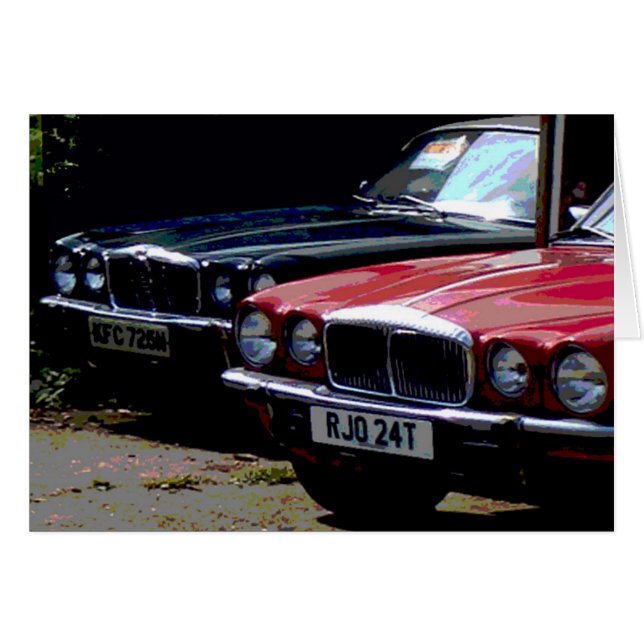Tarjeta de cumpleaños coches Jaguar (Anverso (Horizontal))