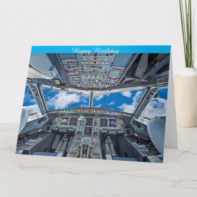 Tarjeta de cumpleaños Cockpit A320 (Anverso)