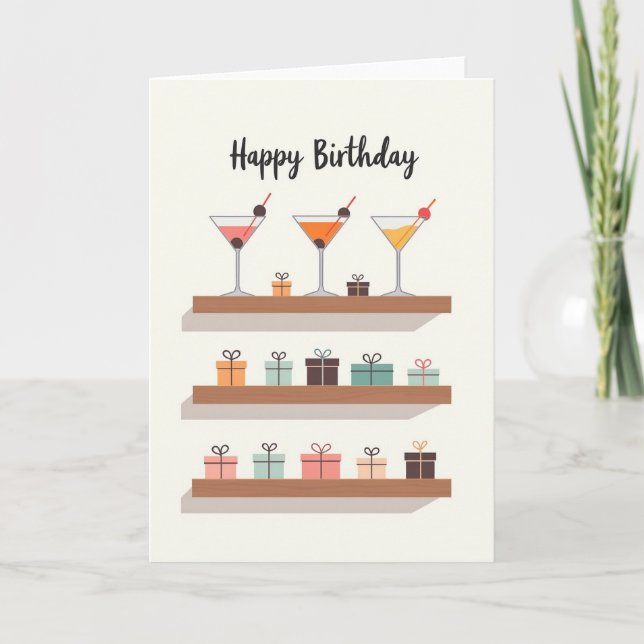 Tarjeta de Cumpleaños Cóctel de Fiesta (Anverso)
