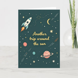 Tarjeta de cumpleaños Cohete Cósmico